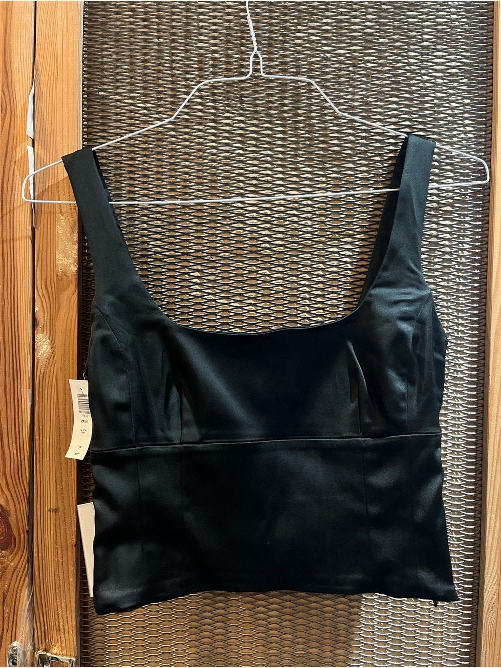 Wilfred Black Satin Square-Neck Top